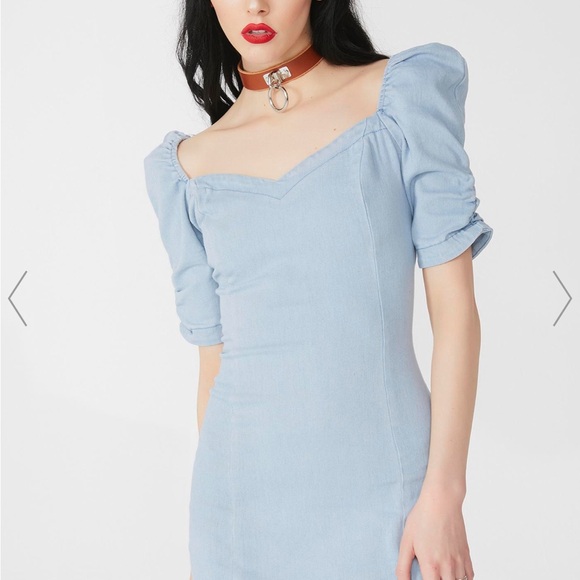 Dolls Kill “Classy Effect” Puff Sleeve Mini Dress – Size Medium - Picture 10 of 10